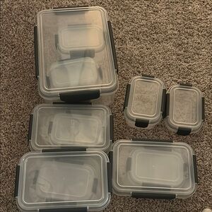 Gray and Black Food Storage Containers with Airtight Lids